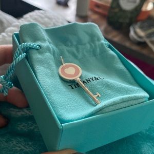 NWT Tiffany & Co. Sterling Silver Pink Key Charm